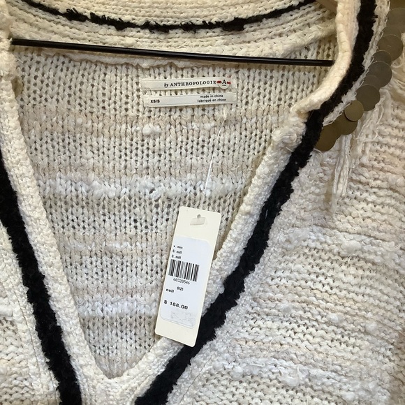 NEW Anthropologie Ivory Margot Fringe Bohemian Poncho Sweater - size XS/S - Picture 5 of 7